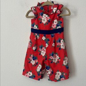 Janie and Jack Red Floral Jumpsuit Baby Girl Size 3-6 Month